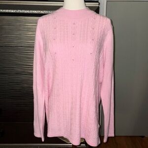 Alia 100% Acrylic Pink Cable Knit Sweater